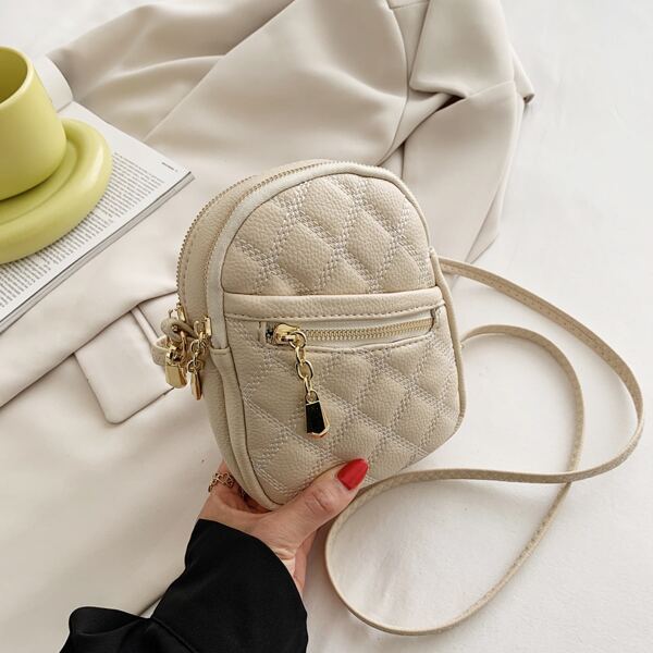 

Quilted Crossbody Bag, Beige