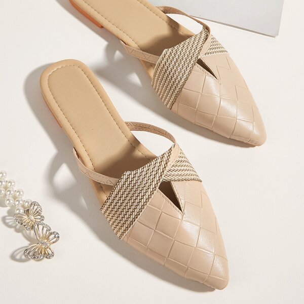 

Cut Out Braided Flat Mules, Apricot