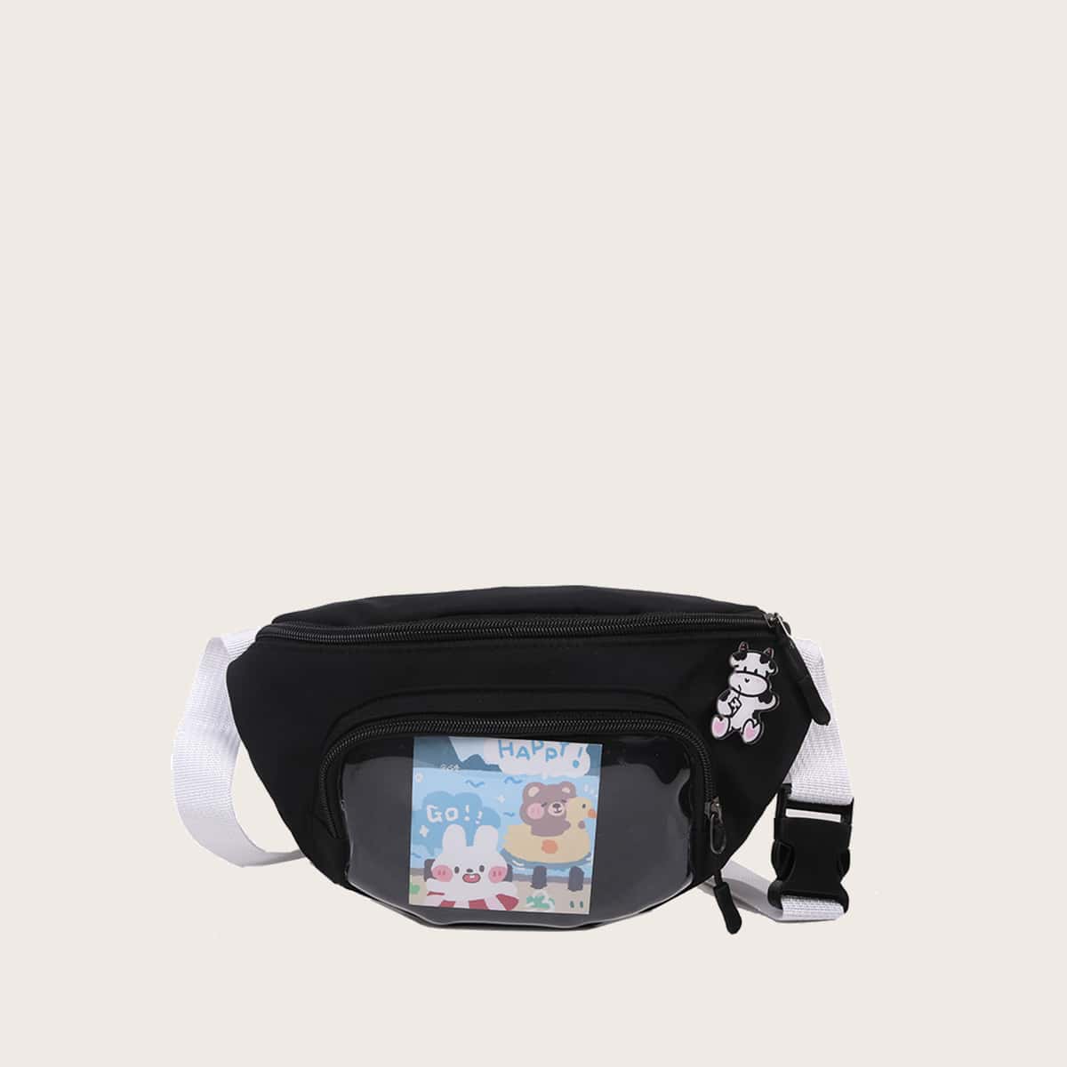 

Zip Front Fanny Pack, Black