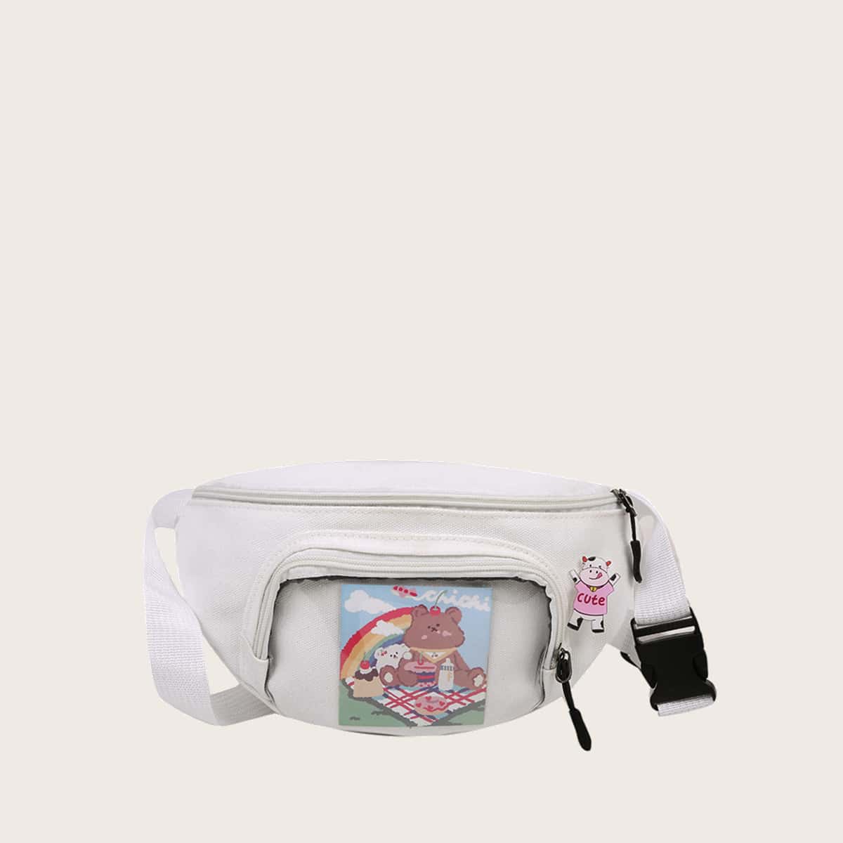 

Bear Graphic Fanny Pack, White
