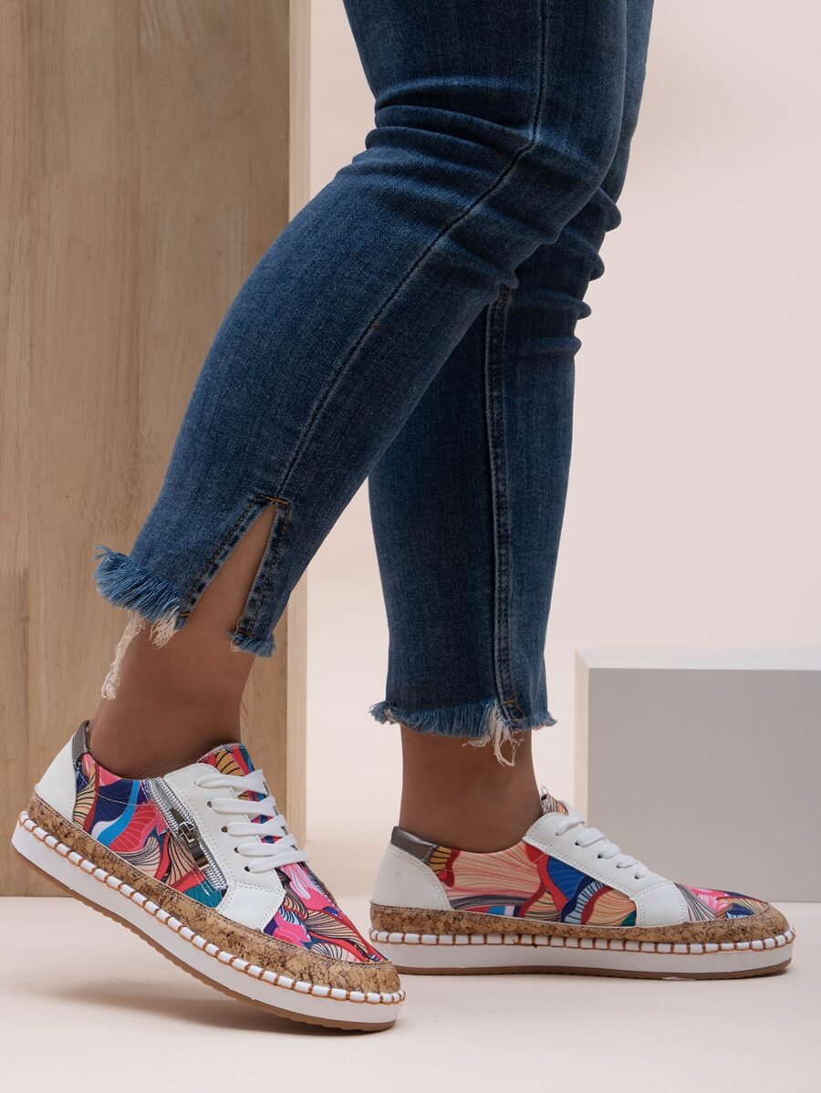 圖案拉鏈裝飾運動鞋 - 彩色 - 查看 1