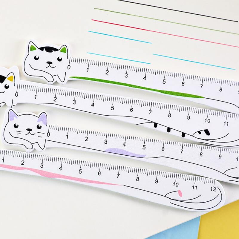 

1pc Random Cartoon Cat Wooden Ruler, Multicolor