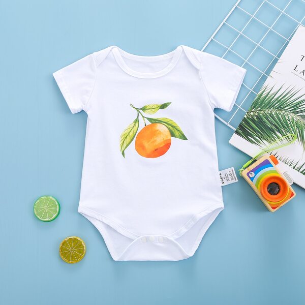 

Baby Unisex Fruit Print Bodysuit, White