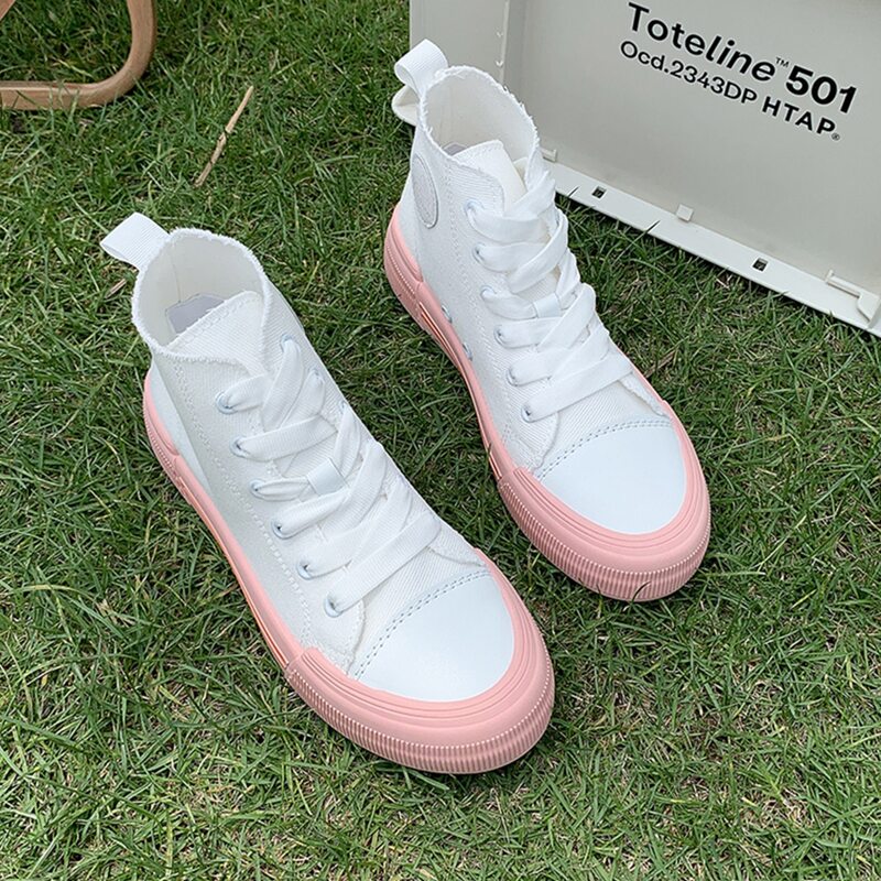 

Colorblock Sole High Top Canvas Sneakers, White