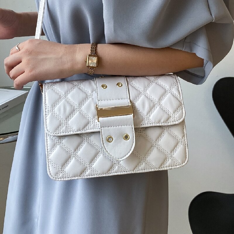 

Quilted Flap Crossbody Bag, White