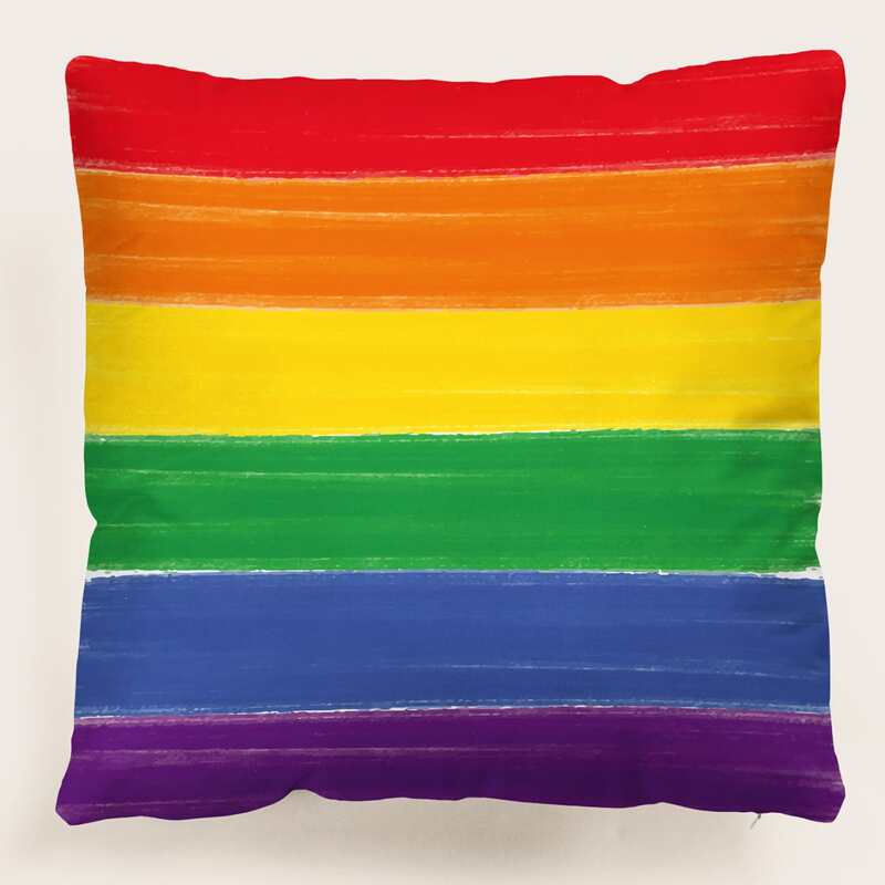 

LGBT Rainbow Stripe Cushion Cover Without Filler, Multicolor
