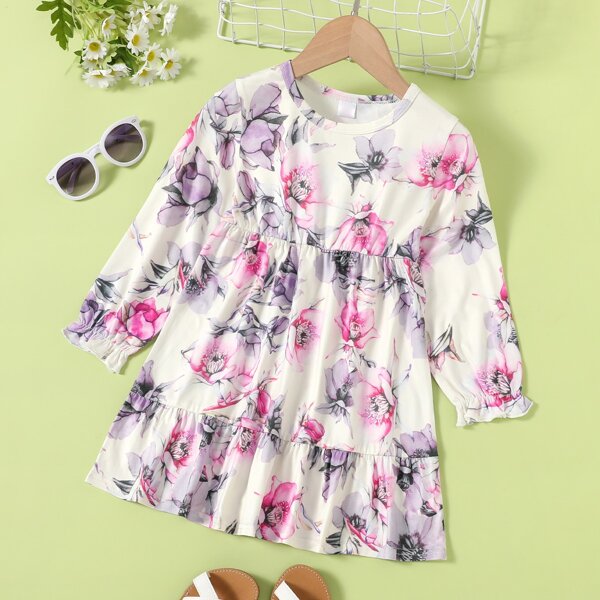 

Toddler Girls Allover Floral Smock Dress, White