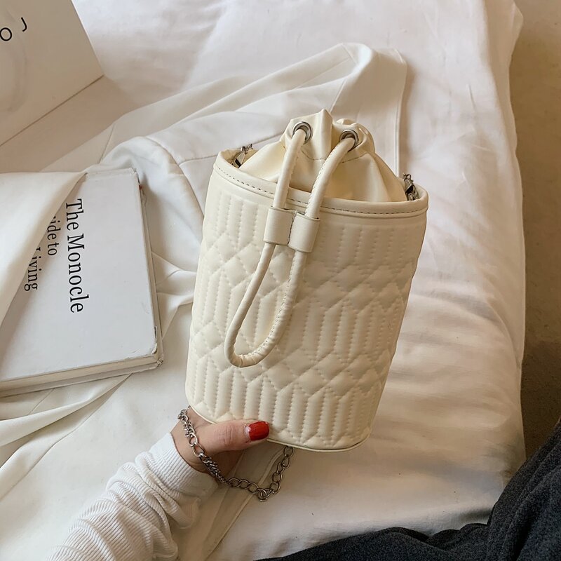

Quilted Chain Strap Crossbody Bag, White