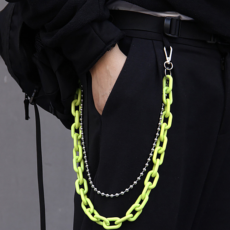 

Solid Layered Pant Chain, Green