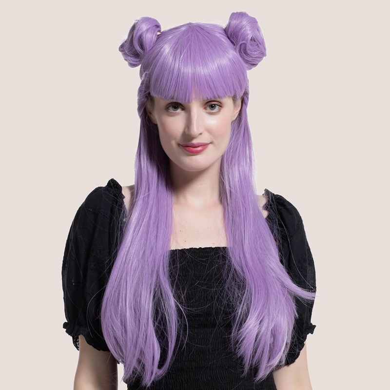 

Long Straight Wig With Bangs, Purple
