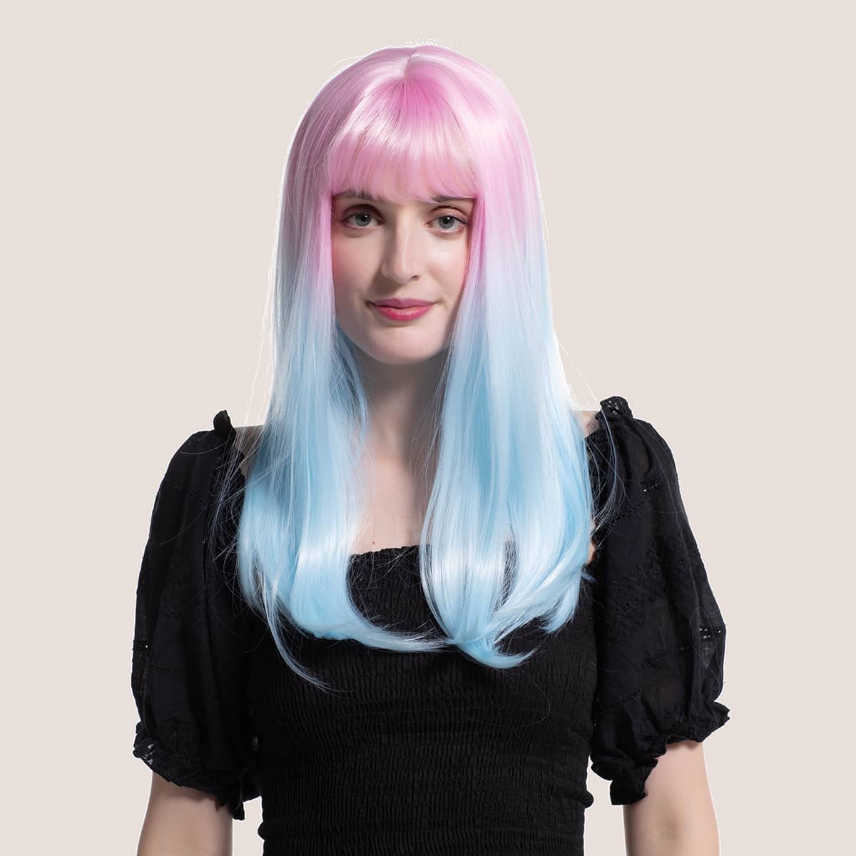 

Ombre Long Straight Wig With Bangs