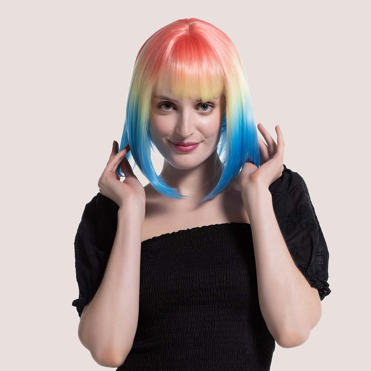 

Ombre Short Straight Wig With Bangs