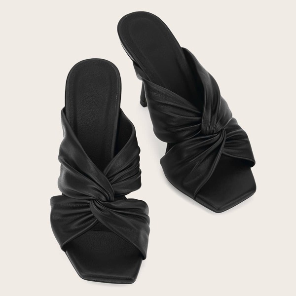 

Twist Stiletto Heeled Mules, Black