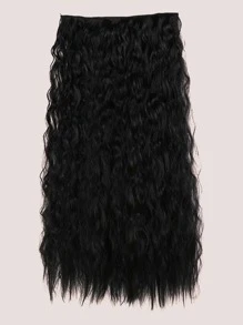 Peluca negra de pelo largo y rizado de 1 pieza con cinco clips, pieza de peluca femenina sintética - Negro - Ver 2