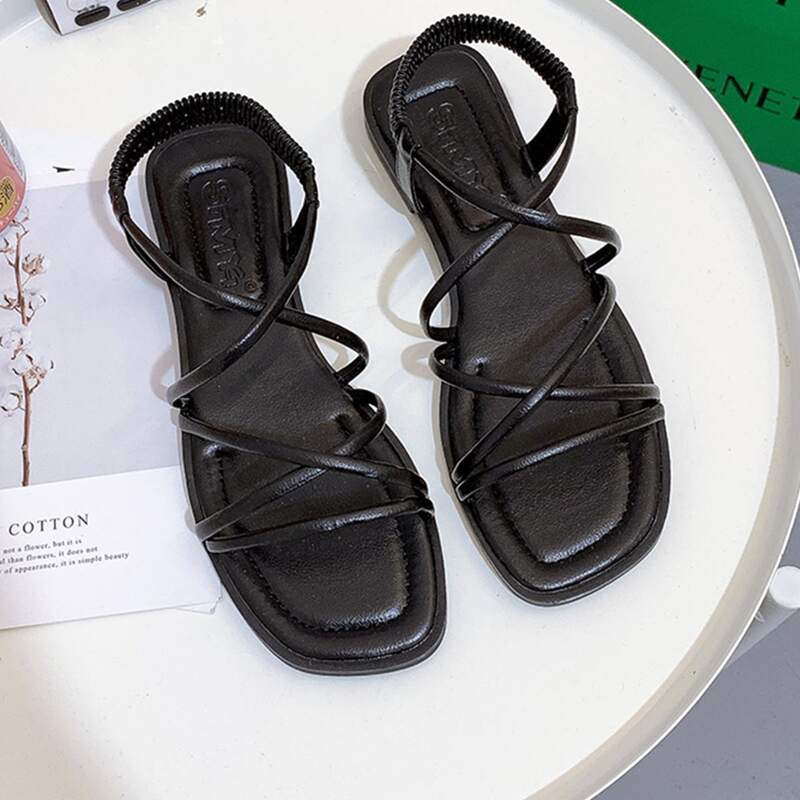 

Cross Strap Sandals, Black