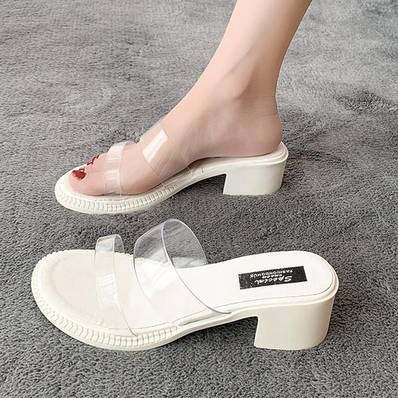

Clear Mule Sandals, White