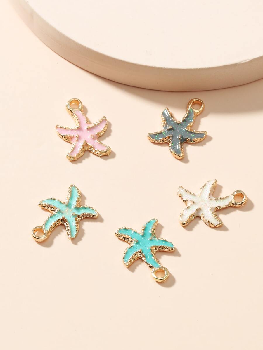 5入組海星吊墜DIY首飾飾品 - 彩色 - 查看 1