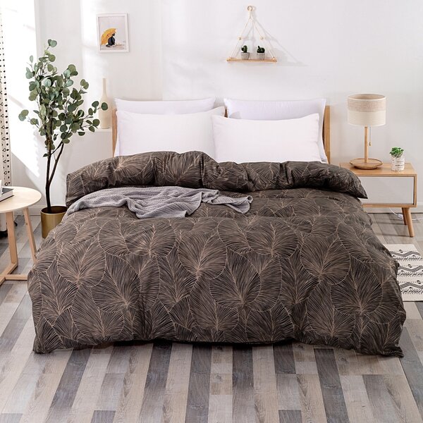 

Leaf Print Duvet Cover Without Filler, Multicolor
