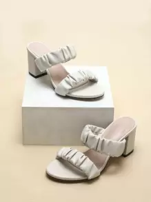 Sandalias Drapeado Liso Zapatos de tiras De moda - Beis - Ver 1