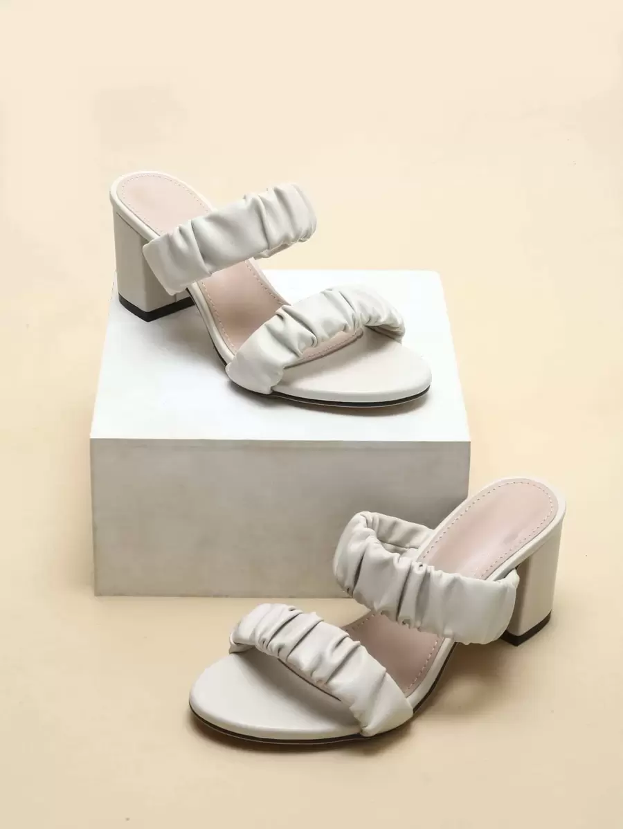 Sandalias Drapeado Liso Zapatos de tiras De moda - Beis - Ver 1