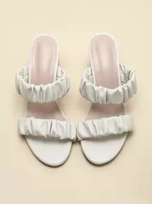 Sandalias Drapeado Liso Zapatos de tiras De moda - Beis - Ver 2