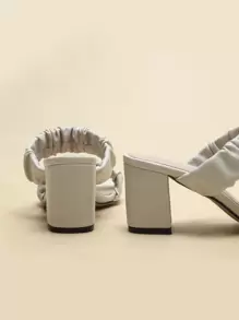 Sandalias Drapeado Liso Zapatos de tiras De moda - Beis - Ver 3