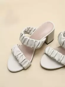 Sandalias Drapeado Liso Zapatos de tiras De moda - Beis - Ver 4