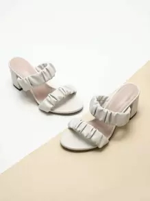 Sandalias Drapeado Liso Zapatos de tiras De moda - Beis - Ver 5