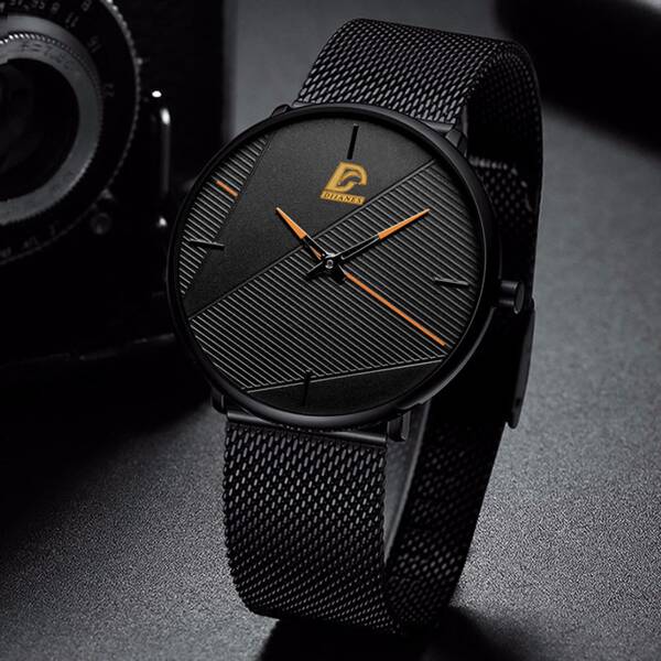 

Men Mesh Strap Round Pointer Quartz Watch