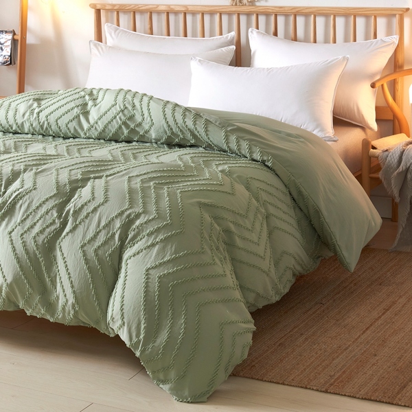 

Solid Color Tufted Duvet Cover Without Filler, Green