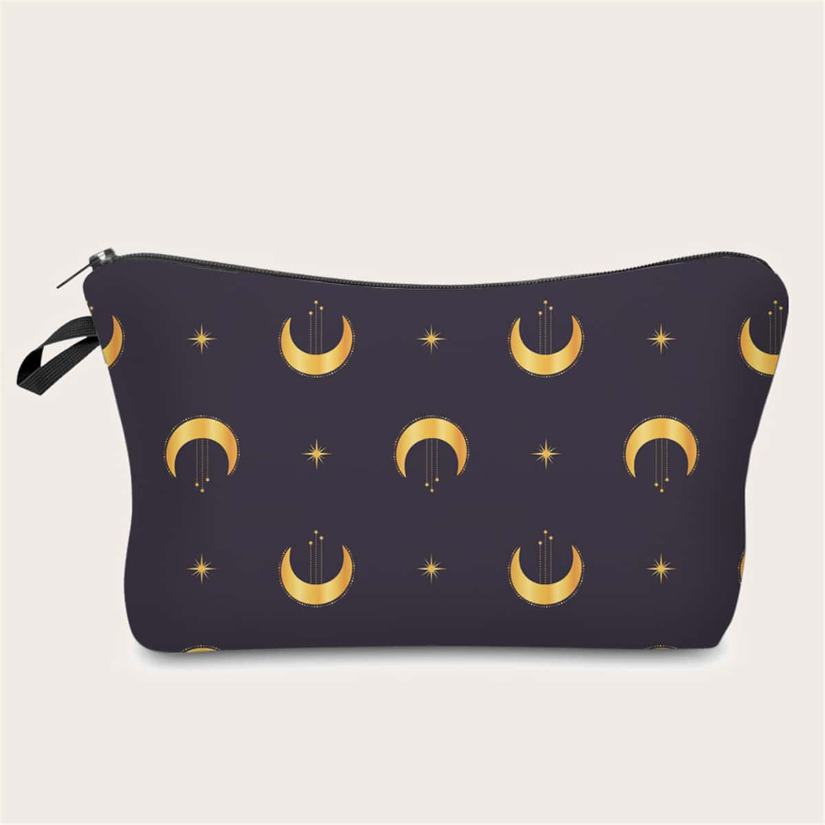 

Moon Pattern Zipper Makeup Bag, Black