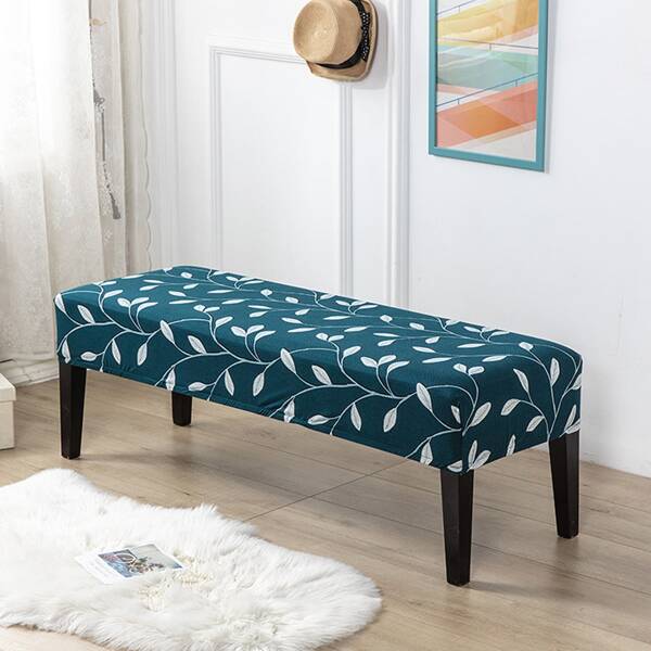 

Leaf Print Bench Slipcover, Dark green