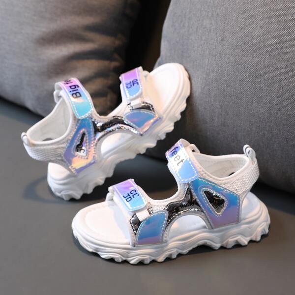

Toddler Girls Holographic Sports Sandals, White