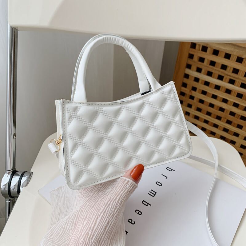 

Quilted Satchel Bag, White