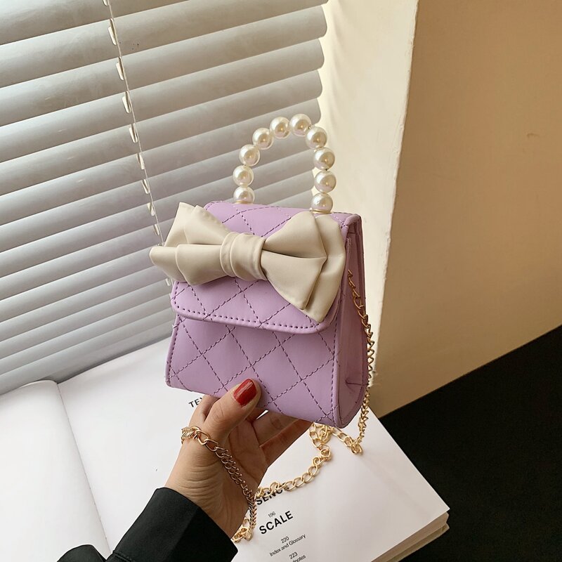 

Bow Decor Satchel Bag, Purple
