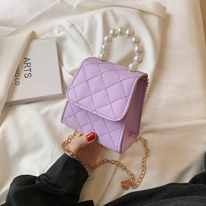 

Faux Pearl Beaded Satchel Bag, Purple