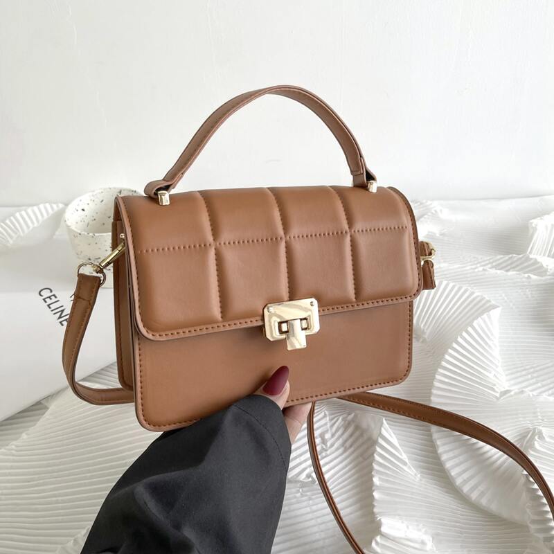 

Quilted Chain Crossbody Bag, Brown