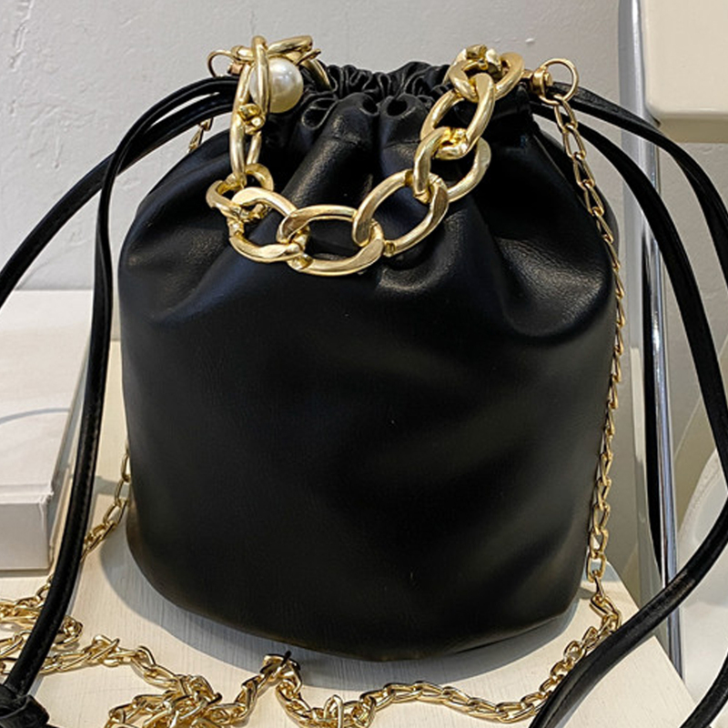 

Chain Handle Satchel Bag, Black
