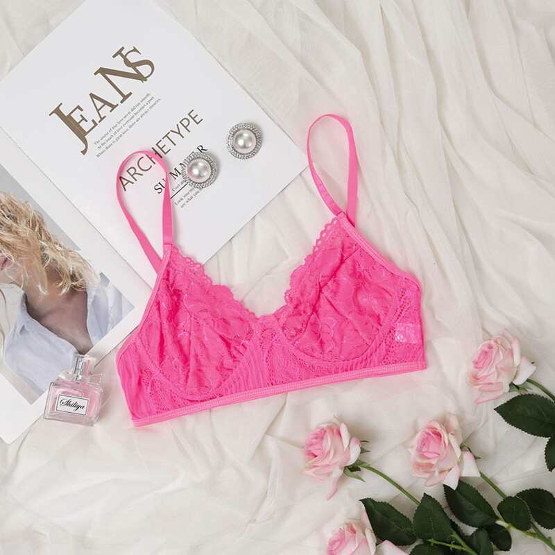 

Floral Lace Bralette, Hot pink