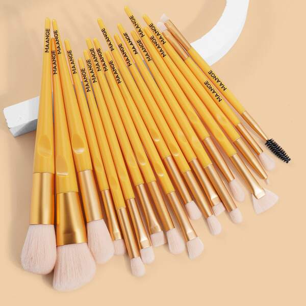 

18pcs Makeup Brush Set, Yellow