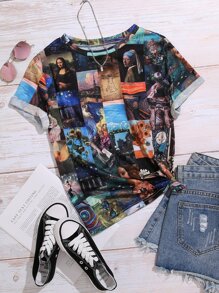 Calvaya 大碼圖案短袖T恤 - 彩色 - 查看 1