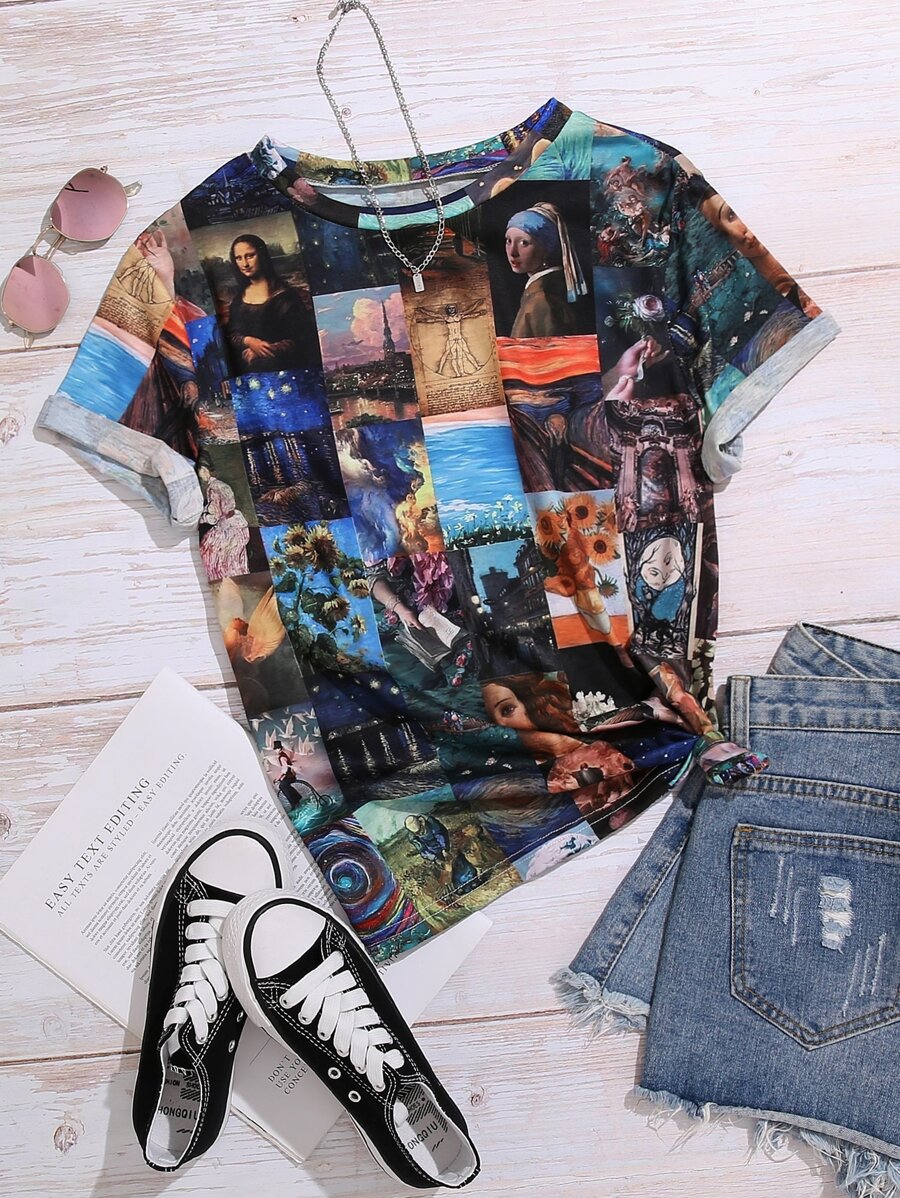 Calvaya 大碼圖案短袖T恤 - 彩色 - 查看 1