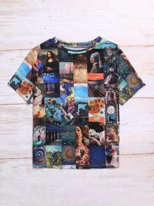 Calvaya 大碼圖案短袖T恤 - 彩色 - 查看 3