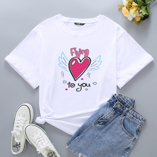 

Plus Heart And Slogan Graphic Tee, White