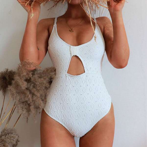 

Schiffy Cut-out One Piece Swimsuit, White
