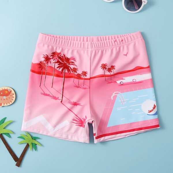 

Boys Tropical Print Swim Trunks, Multicolor
