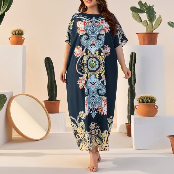 

Plus Graphic Print Kaftan, Multicolor