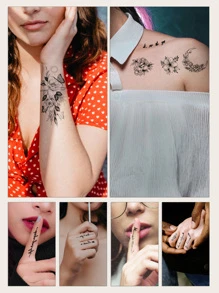 STARTTOOS Kits de pegatinas de tatuajes, 6 hojas de tatuajes temporales de flores y mariposas para mujeres, pegatinas de tatuajes mixtos para adultos, tatuajes falsos que parecen reales, para hombres, mujeres y niñas