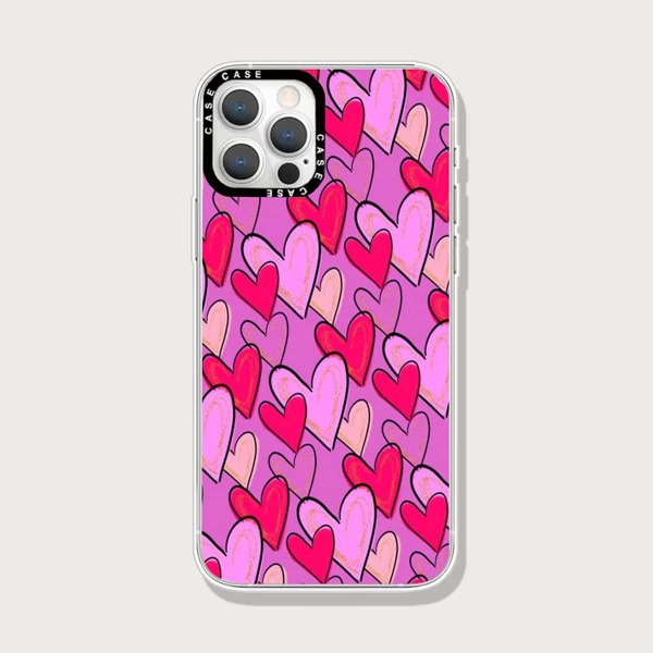 

Heart Print Phone Case, Hot pink