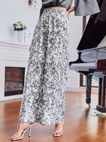 Gabriella Mavri Abstract Print Wide Leg Pants - Black and White - View 6